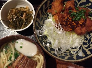 Ramen, spicy chicken and miso